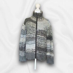 Curio Wool Blend Marled Gray Sweater - Large - Cabincore, Cozycore, Casual